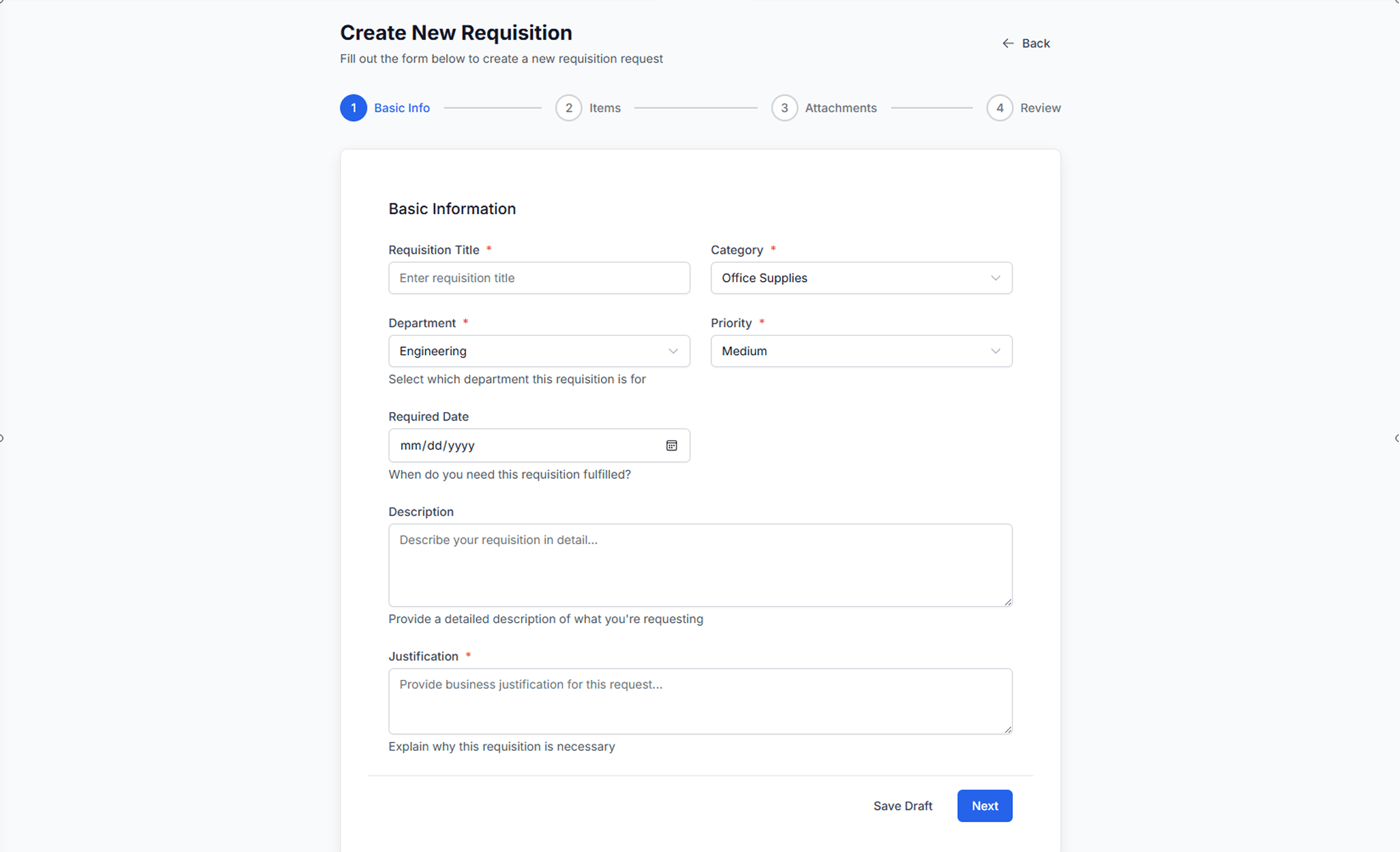 Create Requisition